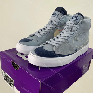 khaki24 nike sb blazer 灰蓝 拆钩 拆线高帮休闲板鞋 ci3833-401