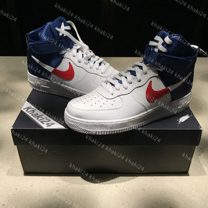 khaki24 nike air force 1 af1 白蓝红 快船 空军高帮 bq4591-102