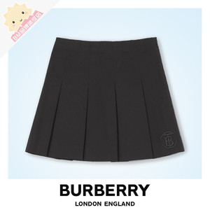 现货burberry童装春秋新款 bt字母黑色休闲百褶裙 半身裙 裙子