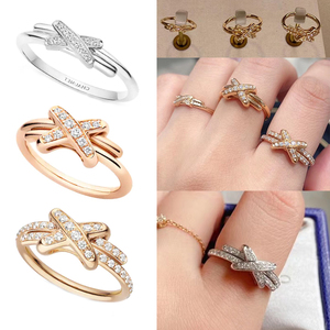 代购chaumet/尚美巴黎 jeux de liens 欢·缘系列x形镶钻戒指婚戒