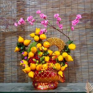 五代同堂黄金果吉祥果盆栽乳茄果鲜枝客厅盆景仿真花摆件年宵花卉