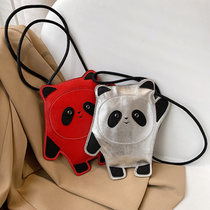 熊猫包包女包单肩斜挎小包pu软皮面流行爆款网红小女孩少女手机包