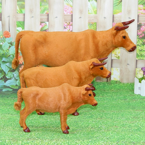 仿真小黄牛动物模型毛绒玩具牛橱窗桌面摆件儿童识物斗牛水牛装饰