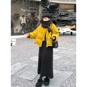 韩系绒面羽绒棉服女冬季小个子设计感宽松加厚面包服短款棉袄外套