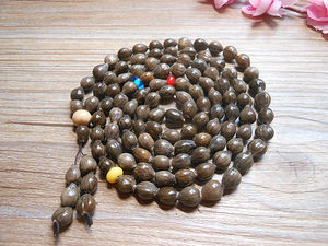 草菩提 草珠子佛珠手串108 虎皮色灰黑水滴 念珠 项链 文玩 精品