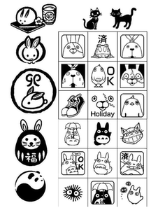 橡皮章雕刻图纸素材 教程 电子书 硫酸纸 圆/方砖 转印洗甲水套餐