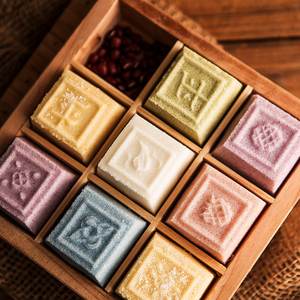 嘉兴特产蔬果彩色尺糕非遗纯手工小方糕糯米糕休闲糕点豆沙馅