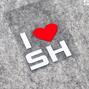 tutu圖圖車貼-i love sh 我爱上海 c款-红白-反光贴 贴花 贴纸