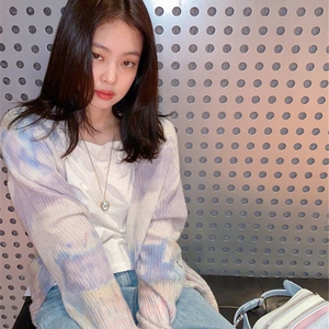 外套女团bp金智妮jennie同款韩版宽松中长款毛衣慵懒风针织开衫薄