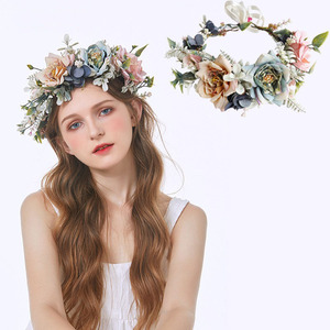 海边头饰超仙沙滩姐妹干花小孩花圈短发结婚花环头戴七夕3人付款31