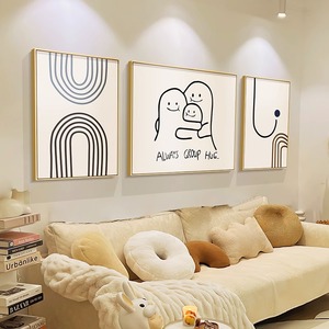 三颗土豆客厅沙发背景墙装饰画现代简约挂画奶油风ins三联画壁画