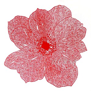 高密度手工剪纸窗花剪纸画房间装饰百合花34*33cm