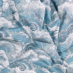 英国liberty 水波纹蓝 服装童装娃衣连衣裙婴童手工服装面料布料