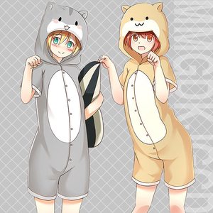 仓鼠连体睡衣二次元动漫周边学院可爱情侣居家服纯棉卡通短袖