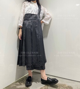日本代购 cdg川久保玲tricot 波点滑面料背带裙