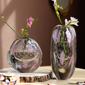 翩翩少年588淘宝捷克水晶珐琅彩花瓶摆件客厅插花轻奢高档玻璃装饰