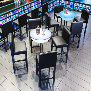 发光酒吧桌椅高脚桌创意圆桌茶几清吧会所桌子阳台休闲小桌子组合
