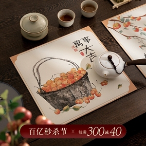 中式花鸟吸水茶垫方形杯子硅藻泥沥水垫禅意手绘餐桌杯垫双面防滑
