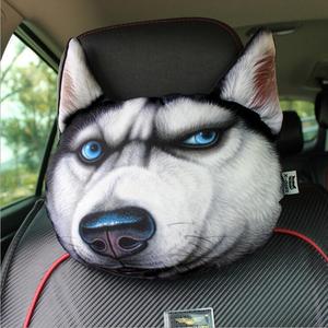 3D可爱卡通个性创意猫狗头哈士奇doge动物汽车头枕护颈枕