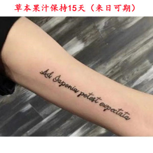 草本果汁纹身贴tattoo 黑白拉丁文字母 文字纹身贴(翻译来日可期)