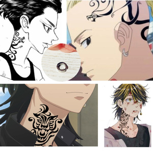 东京卍复仇者 羽宫一虎 龙宫寺坚 cos 纹身贴 耳夹 道具