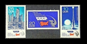 64外国邮票民主德国东德1973年苏联科技日宇宙飞船地图3全新不贴