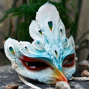 魂作物半脸面具成人古风女cos汉服姑获鸟威尼斯舞会蒙面歌王面罩