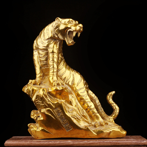 老虎摆件手工全铜虎啸山河上山虎金钱虎大号客厅家用办公室工艺品