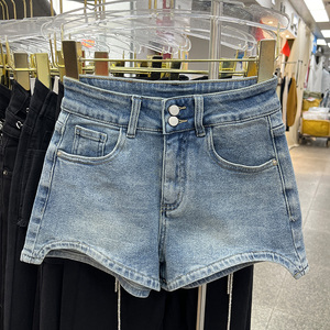 牛仔短裤女夏季2024新款高腰弹力外穿百搭修身显瘦小个子热裤女士