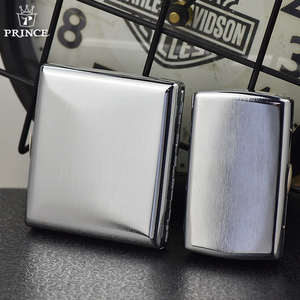 日本王子prince烟盒20支/12支装银色拉丝铜超薄真皮便携男士烟盒