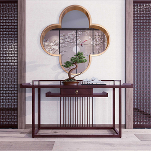新中式红木实木玄关台简约客厅中堂条案供桌禅意门厅玄关柜端景台