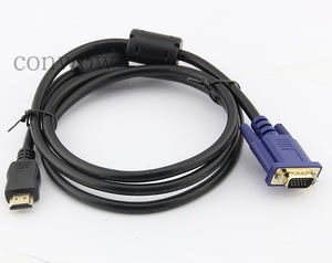 HDMI转VGA公数据线电脑电视转换线带芯片连接线传输线双磁环1.8米