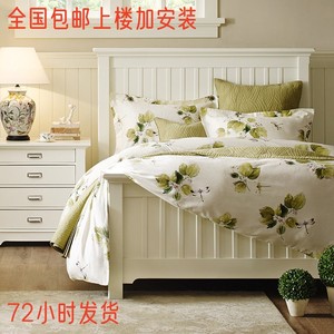 美式轻奢全实木床1.8米双人床储物现代简约白色1.5米欧式主卧婚床