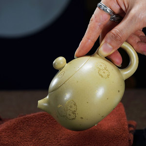 宜兴紫砂壶顾玲玲描金款本山绿小西施全手工制|250cc