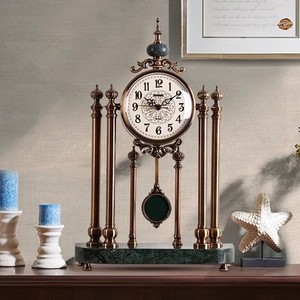 美式轻奢钟表座钟客厅摆件欧式复古家用台式时钟创意时尚现代台钟