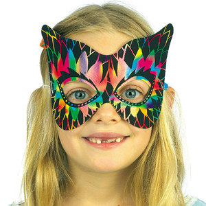 幼儿园晚会道具面具儿童diy玩具化妆舞会生日刮刮卡手工面具 男女