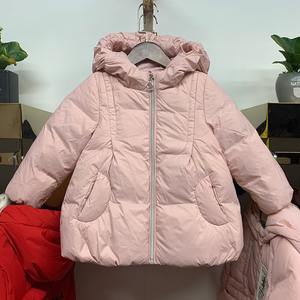 禾雪2020年新款女宝宝儿童小童白鸭绒羽绒服连帽可爱粉色外套b011