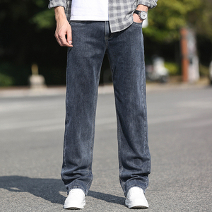 jeans高端牛仔裤男款阔腿大码直筒宽松高腰中年大裤脚裤子春秋款