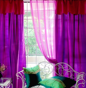 泰式窗户飘窗印度异域风情窗帘成品卧室客厅半遮光紫色玫红定制