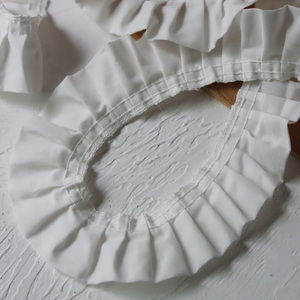 4厘米宽白色双层棉布领口袖口裙子荷叶边飞边洛丽塔蕾丝花边辅料