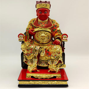 香樟木工艺凤山寺保安广泽尊王神像郭圣王公中式客厅彩绘真金摆放