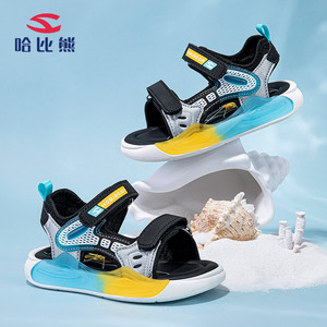 哈比熊童鞋男童凉鞋夏季新款儿童沙滩鞋子女童镂空运动鞋迷彩防滑