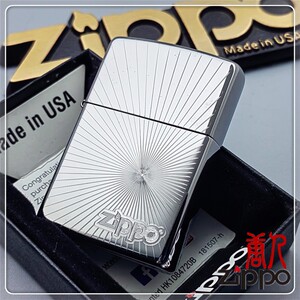 唐人zippo正品 2015年f6月 美版镀铬镜面 双面光芒四射商标 24208
