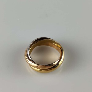 99新 二手卡地亚cartier三色金57号戒指 女士戒指