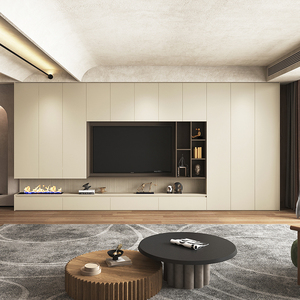 电视柜一体组合墙柜背景墙电视机柜轻奢现代简约客厅满墙定制书柜