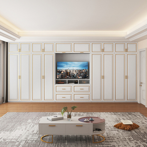 电视柜组合墙柜背景墙一体客厅电视机柜满墙卧室实木衣柜主卧壁柜