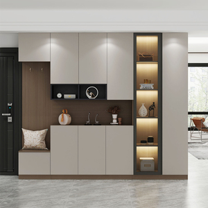 入户鞋柜玄关柜一体靠墙家用门口衣柜定制轻奢进门客厅酒柜门厅柜