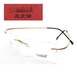 日本进口Sandwich三文治眼镜框纯钛无框男女款近视眼镜架S085专柜
