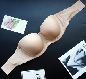 外贸大码二分之一半杯75e光面超大罩杯h杯80h无肩带礼服防滑文胸