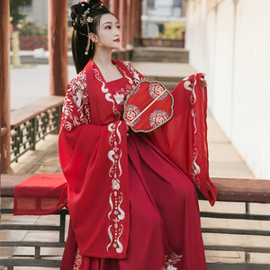 青云出岫原创花嫁汉服女对襟齐腰襦裙古装红色新娘婚服嫁衣套装秋